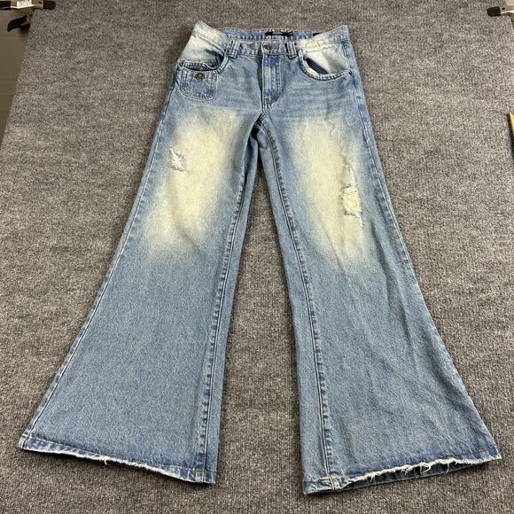 Jaded London Jeans Mens 30 Sandwash Blaze Slim Flare Fit Distressed Y2K Grunge - Picture 5 of 16